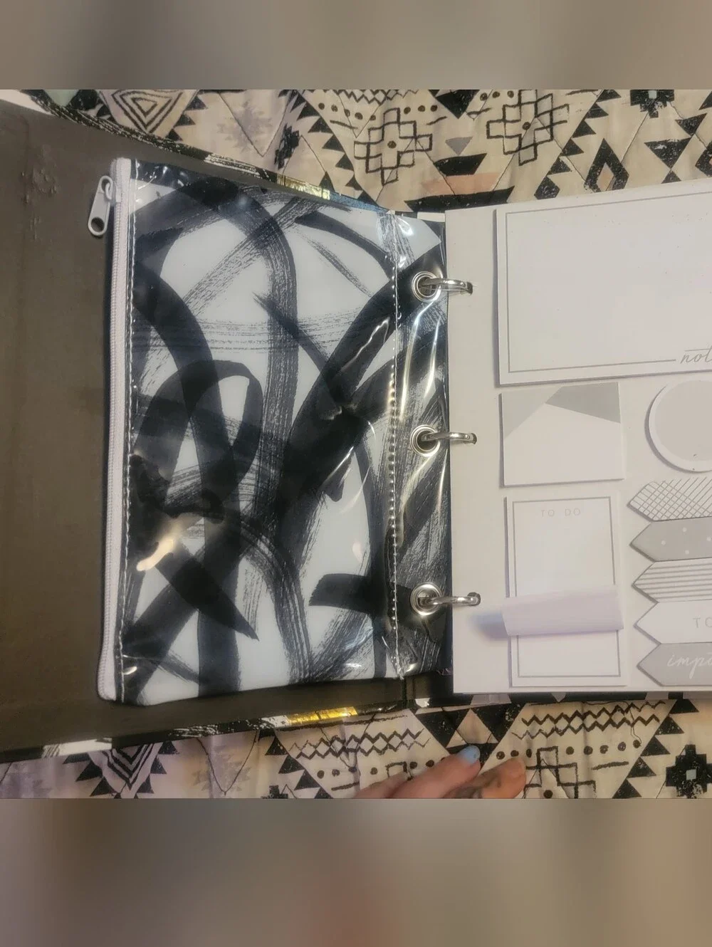Modern Abstract Binder with Black and Gold Brushstrokes